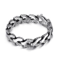 Mens vintage punk dragon bone bracelet in silver stainless steel with rugged link design - Steel Color Dragon Bone Style (KB125394-BDJX)
