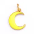 Golden crescent moon pendant with bright yellow enamel for DIY jewelry making - Crescent Charm-Yellow