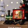 Christmas train snow globe lantern with Santa Claus scene and warm LED light effect - Painted Train Santa Style