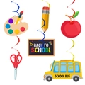 Decorazioni per il rientro a scuola con vortici sospesi di mela, matita e scuolabus colorati - Decorazioni a Spirale 6 Pezzi
