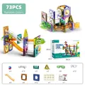 73pcs magnetic tile marble run building blocks set with colorful track and tubes - 73PCS (Sealed Box)