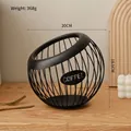 Black spherical iron coffee pod holder with hollow COFFEE lettering, 20x18.5cm size - Flat Bottom: Classic Black Basket