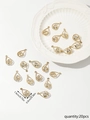 Macro detail of teardrop gold pendant with zircons showing dimensions 1.9cm and quantity 20pcs - Style 7 (Teardrop 1.9x0.9cm)
