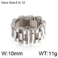 Bague chaîne de montre en acier inoxydable style hip hop de 10mm de largeur - 10 Mm = Couleur Acier Kr86689-kfc / US 11