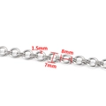 Polished silver stainless steel chain link with 1.5mm wire and 7mm ring diameter - Handmade Double Ring Chain 7mm