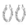 Pendientes de aro de cuerda trenzada en plata pulida con estilo de metal para mujer - Color Acero