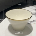 White ceramic bowl with gold rim, 12cm diameter and 400ml capacity for rice and soup - Gold Rim 5 Inch Bowl