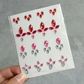 Sparkling teardrop acrylic rhinestone face stickers in red and pink for festival eye makeup - Vintage Style Red forehead Gems