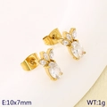 Sparkling gold pineapple stud earrings with cubic zirconia stones, size 10x7mm - Pineapple Clear Zirconia Gold Studs (KE119983-GC)