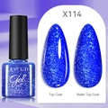 LILYCUTE X114 blue glitter gel nail polish with 7ml bottle and glossy or matte effects - Blue Glitter (114)