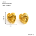 Spécifications de boucles d'oreilles cœur en acier inoxydable plaqué or 18 carats - Style de Cœur à Texture Martelée (S-E482)