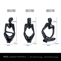 Set di 3 sculture astratte di pensatori in resina nera con dettagli su peso e misure - Set da 3 Pezzi Nero