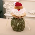 Bolsa de regalo de Navidad con cordón, diseño de Papá Noel y arpillera verde festiva - Bolsa de Manzana de Yute de Navidad [Papá Noel]