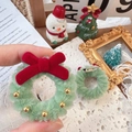 Christmas green wreath brooch with red velvet bow and golden beads ornament - Large Light Color Thick Wreath Simple Brooch / Approx 4.5cm