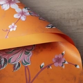 Waterproof double-sided floral wrapping paper in orange with pink rose pattern - Fragrant Rose / Sun Orange