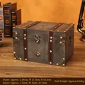 Vintage style XL grey wooden storage box with antique bronze lock and leather straps - Buckle / Extra Large / Gray
