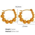 Orecchini a cerchio con perline in acciaio inossidabile dorato, diametro 18,2mm - Oro