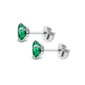 Silver titanium steel stud earrings featuring a round emerald green zircon stone - 3mm / Steel Forest Green Zirconia