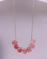 Elegant gold necklace featuring pink translucent beads and gold beads on a delicate chain - Gold - Rhodonite