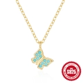 925 silver sunflower butterfly necklace with blue turquoise stones and gold finish - Gold #23 (Butterfly)