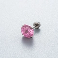 Pink round-cut zircon stud earring with a secure stainless steel screw back - 8mm Zirconia - 1Pc / Pink
