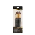 5-piece synthetic taklon hair paintbrush set with black handles and gold ferrules - 5Pcs Round Peak HB028B / Black