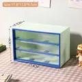 Green 3-layer desk organizer with blue transparent drawers and dimensions 17.8x11.8x9.7cm - Light Green & Blue Smurf (3#)