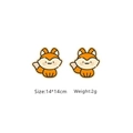 Detailed view of orange cartoon fox earrings with size 14x14cm and weight 2g specs - Fox A203