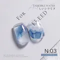Artistic blue watercolor marble nail art with purple glitter and golden finish N.03 - 03# (Gilding)