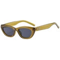 Retro cat-eye sunglasses with translucent olive green frames and silver metal accents - Olive Green Frame Black Grey Lens