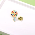 Cute lollipop enamel pin with colorful finish and golden metal base for backpacks - Lollipop (CZ0570)