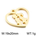 Golden stainless steel heart pendant with kissing couple silhouette, size 19x20mm - Gold Style 6 (KLJ2359-Z)