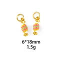 Detail showing 6x18mm gold-plated candy charm pendants with colorful enamel stripes - No.6 Striped Candy