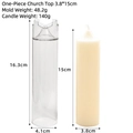 Detailed dimensions of transparent gothic church top candle mold and finished wax pillar - Integrated Church Top 3.8*15cm