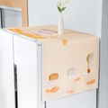 Waterproof refrigerator dust cover featuring cute cat pattern and side storage pockets - Yellow Cat Fish-Double Door