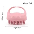 Pink silicone scalp massage brush with ergonomic handle for hair cleaning, 9cm x 8cm size - Wheat Pink