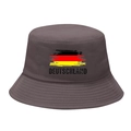 Dark grey cotton bucket hat featuring a vintage German flag and Deutschland text print - M / 8# Brushstroke Flag + Deutschland - Gray