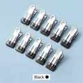 Set of 10 stainless steel clothes pegs with black rubber tips on light blue background - Plain Style / Black