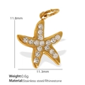 Gold plated stainless steel starfish pendant with rhinestones and size measurements - Gold Starfish Pendant