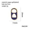 Detailed technical diagram showing dimensions of a blue enamel soda tab charm pendant - Blue (P02339)