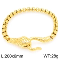 Pulsera de cadena cuadrada de serpiente dorada, 200 mm con cierre de cabeza de serpiente - Cadena de Caja Dorada (KB203295-Z)