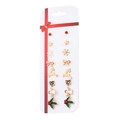 8-pair Christmas stud earrings set featuring snowflake elk and tree designs - 09 Angel Star Set