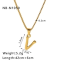 18k gold plated stainless steel letter V pendant necklace with square box chain - V(NB-N1050)