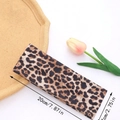 Detailed view of leopard print headband showing 20cm by 7cm dimensions and soft fabric - Style D