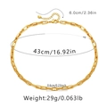 Detailed size specifications for a gold plated paperclip chain necklace with lobster clasp - KN0163/Twist Texture Patch Chain