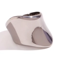 Anillo minimalista de acero inoxidable bañado en plata 18K con diseño abstracto - US 6 / Color Acero