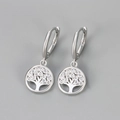 Exquisite S925 silver life tree hoop earrings with micro-pave white zircon stones - Copper / Wishing Tree Ear Buckle/Platinum