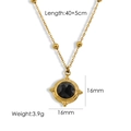 14K vergulde titanium ketting met ronde zwarte steen hanger en 45cm lange ketting - Zwarte agaat