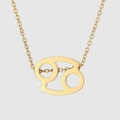 Collier en acier inoxydable doré avec pendentif signe du zodiaque Cancer pour femme - Cancer / Or