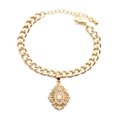 Bracciale a catena barbazzale regolabile placcato oro con ciondolo Vergine Maria in zirconi - 0248dl